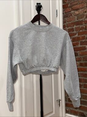 ALO Yoga Heather Gray Cropped Crewneck Sweatshirt